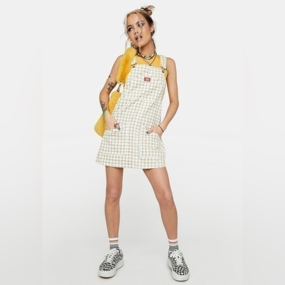Dickies girl BRUSHED TWILL HOUNDSTOOTH OVERALL JUMPER DRESS
